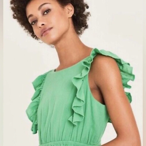BA&SH Joyce Ruffled Cotton Midi Dress, size M - Picture 4 of 16